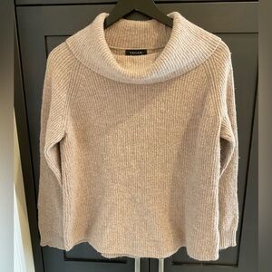 ✨ 🍂 Tahari Beige Women’s Turtleneck Sweater Merino Wool Cotton Blend Sz L